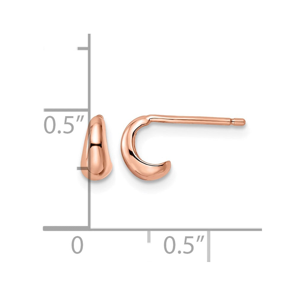 Sterling Silver Polished Rose-tone Hoop Post Earrings