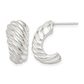 Sterling Silver Polished Hollow J Hoop Post Earrings