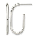 Sterling Silver Polished Oval J-Hoop Post Earrings