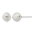 Sterling Silver Polished Floral Ball Post Earrings