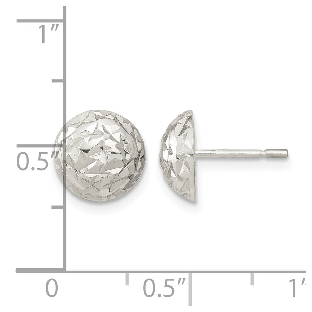 Sterling Silver Polished D/C Textured Post Earrings