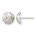 Sterling Silver Polished D/C Textured Post Earrings