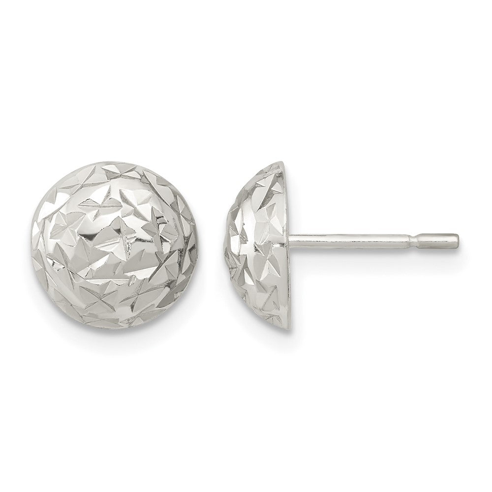 Sterling Silver Polished D/C Textured Post Earrings