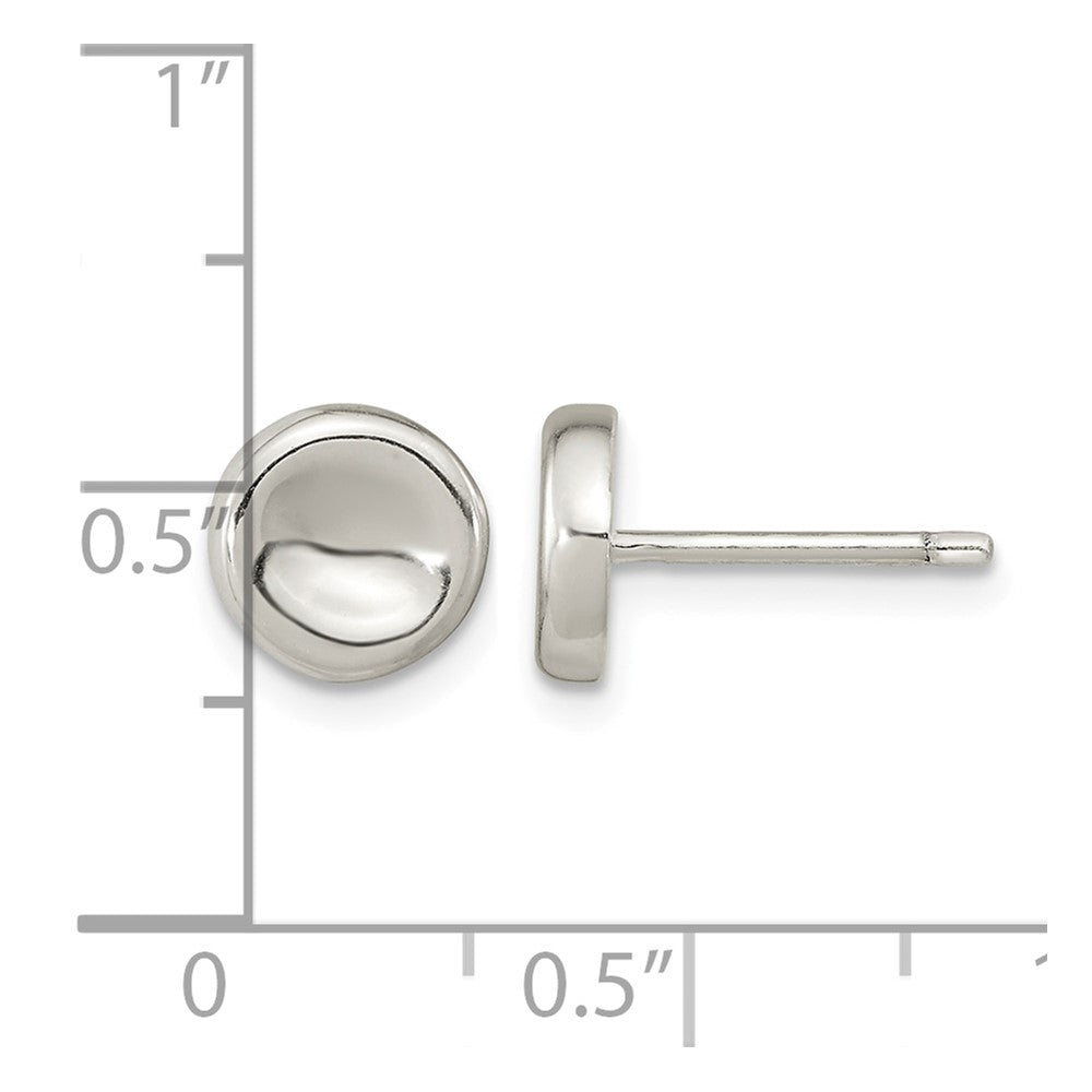 Sterling Silver Polished Puffed Circle Post Earrings