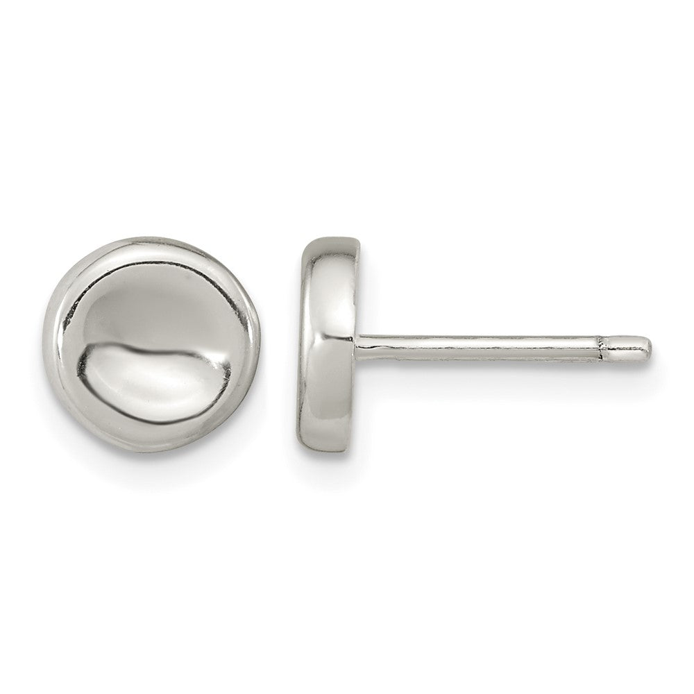Sterling Silver Polished Puffed Circle Post Earrings