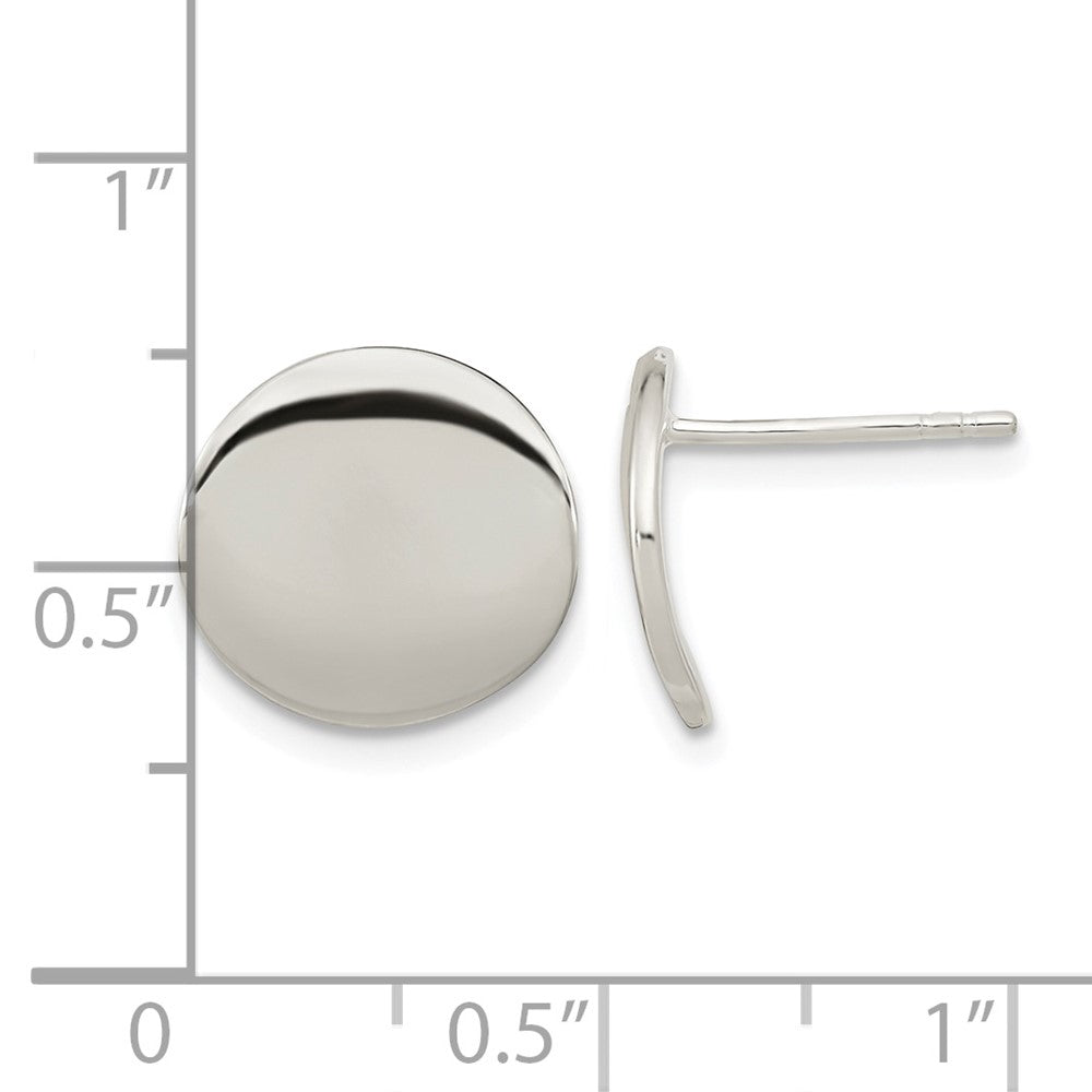 Sterling Silver Polished 12mm Flat Circle Post Earrings