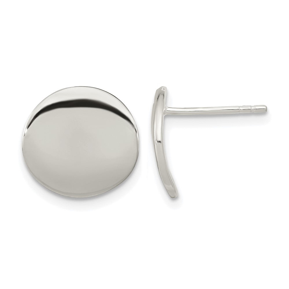Sterling Silver Polished 12mm Flat Circle Post Earrings