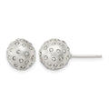 Sterling Silver Satin Crystal Ball Post Earrings