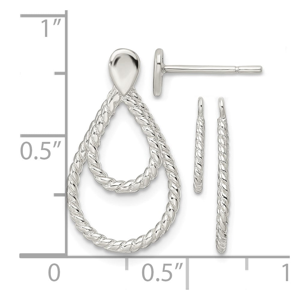 Sterling Silver w/2 Teardrop Jackets Button Post Earrings