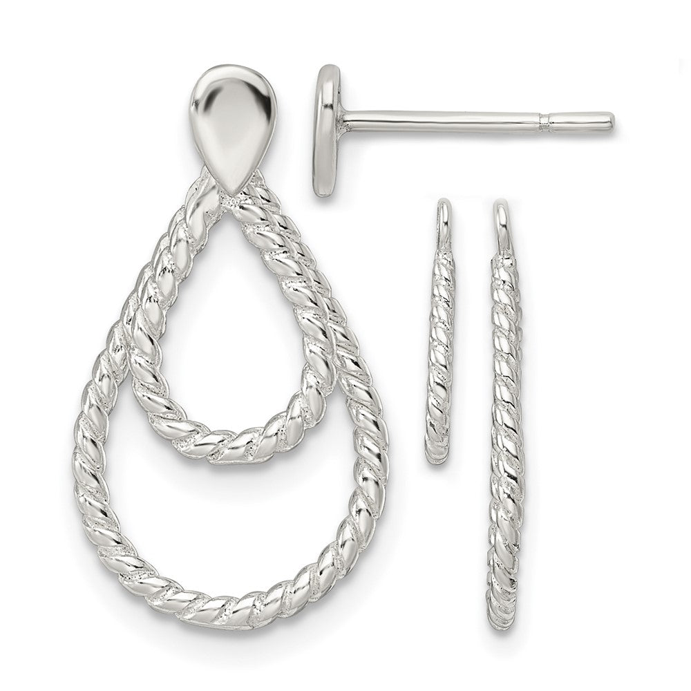 Sterling Silver w/2 Teardrop Jackets Button Post Earrings