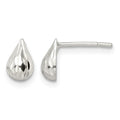 Sterling Silver Diamond-cut Teardrop Post Earrings