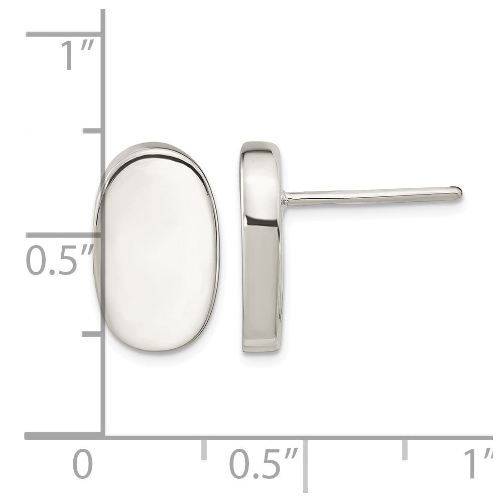 Sterling Silver Polished Oval Post Earrings