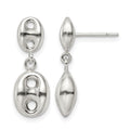 Sterling Silver Polished Oval Dangle Post Earrings