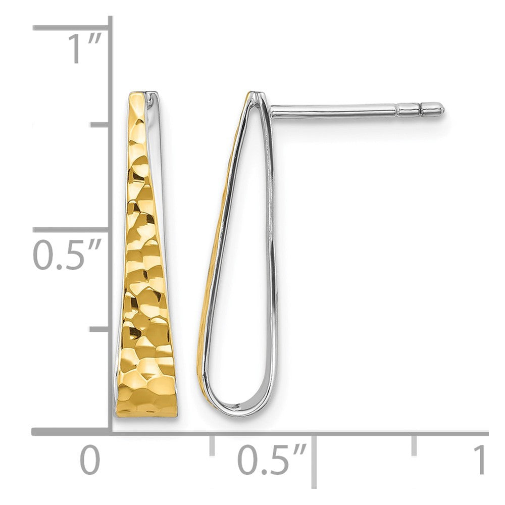 Sterling Silver Rhodium-plated Gold-plated Hammered Post Dangle Earrings