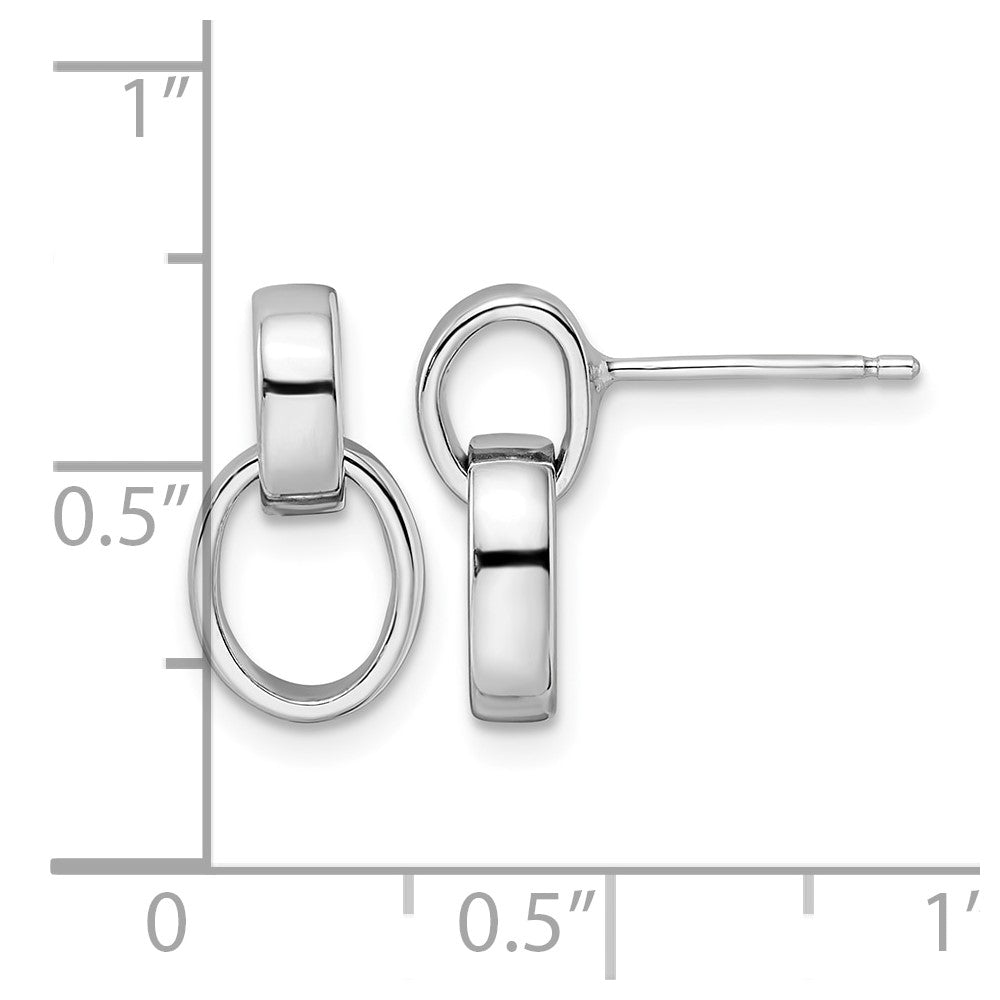 Sterling Silver Rhodium-plated Polished Link Post Earrings