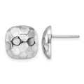 Sterling Silver Rhodium-plated Post Polished & Textured Square Earrings