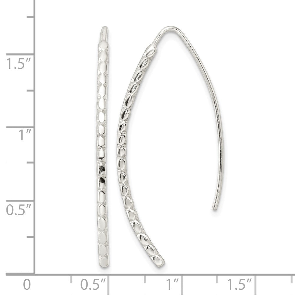 Sterling Silver Polished & Textured Threader Earrings