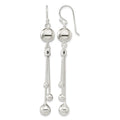 Sterling Silver Polished Beaded Multi-Strand Chain Dangle Earrings