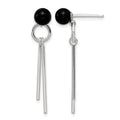 Sterling Silver Polished Fancy Onyx Bead & Bars Post Dangle Earrings