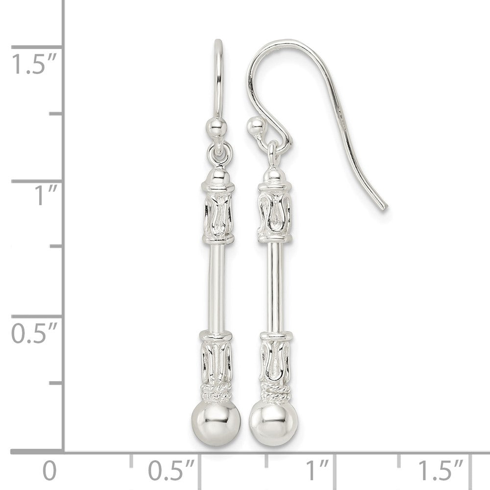 Sterling Silver Polished Fancy Beaded Dangle Earrings