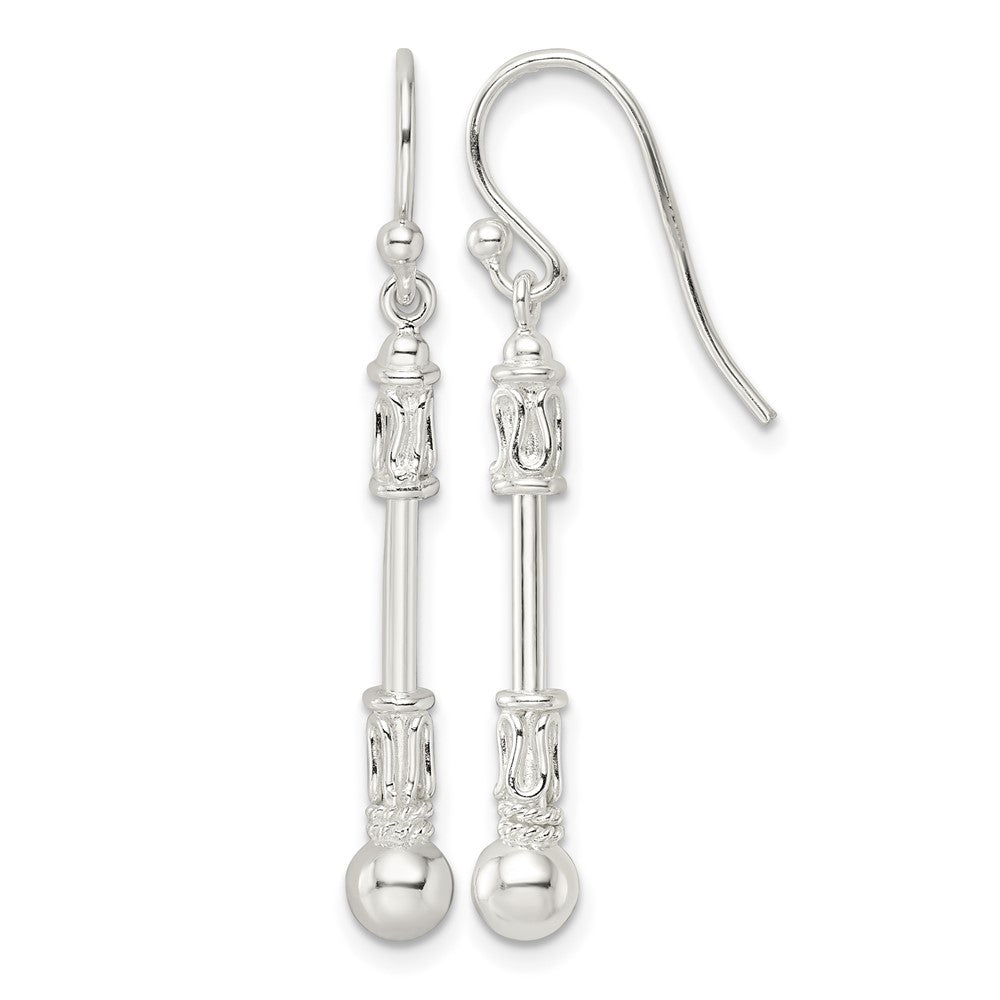 Sterling Silver Polished Fancy Beaded Dangle Earrings