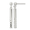 Sterling Silver Polished & Diamond-cut Bar Post Dangle Earrings