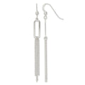 Sterling Silver Polished Oval and Multi-Strand Beaded Chain Dangle Earrings