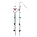 Sterling Silver Polished Multicolor Glass Beads & Chain Dangle Earrings