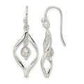 Sterling Silver Polished & Diamond-cut Twist w/Ball Center Dangle Earrings