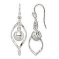 Sterling Silver Polished Twisted and Ball Dangle Earrings