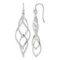 Sterling Silver Polished & Lasered Texture Twisted Dangle Hook Earrings