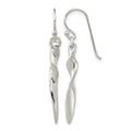 Sterling Silver Polished Twisted Bar Dangle Shephard Hook Earrings