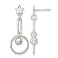 Sterling Silver Polished Star and Circle Post Dangle Earrings