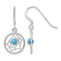Sterling Silver Polished Turquoise Bead Dream Catcher Dangle Earrings