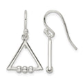 Sterling Silver Polished Beaded Triangle Dangle Earrings