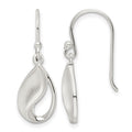 Sterling Silver Polished and Satin fancy Teardrop Dangle Earrings