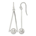 Sterling Silver Polished Triangle & Ball Dangle Shepherd Hook Earrings