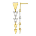 Sterling Silver and Gold-plated Fancy Triangles Post Dangle Earrings
