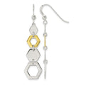 Sterling Silver & Gold-tone Polished Hexagon Dangle Earrings