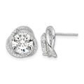Sterling Silver Rhodium-plated Polished 12mm Round CZ Post Earrings