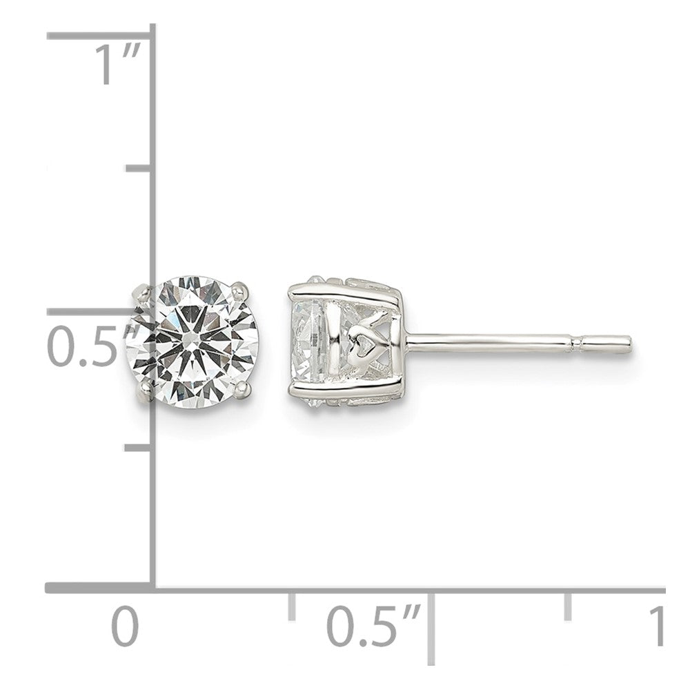Sterling Silver Polished 6mm Round CZ Heart Basket Set Stud Earrings