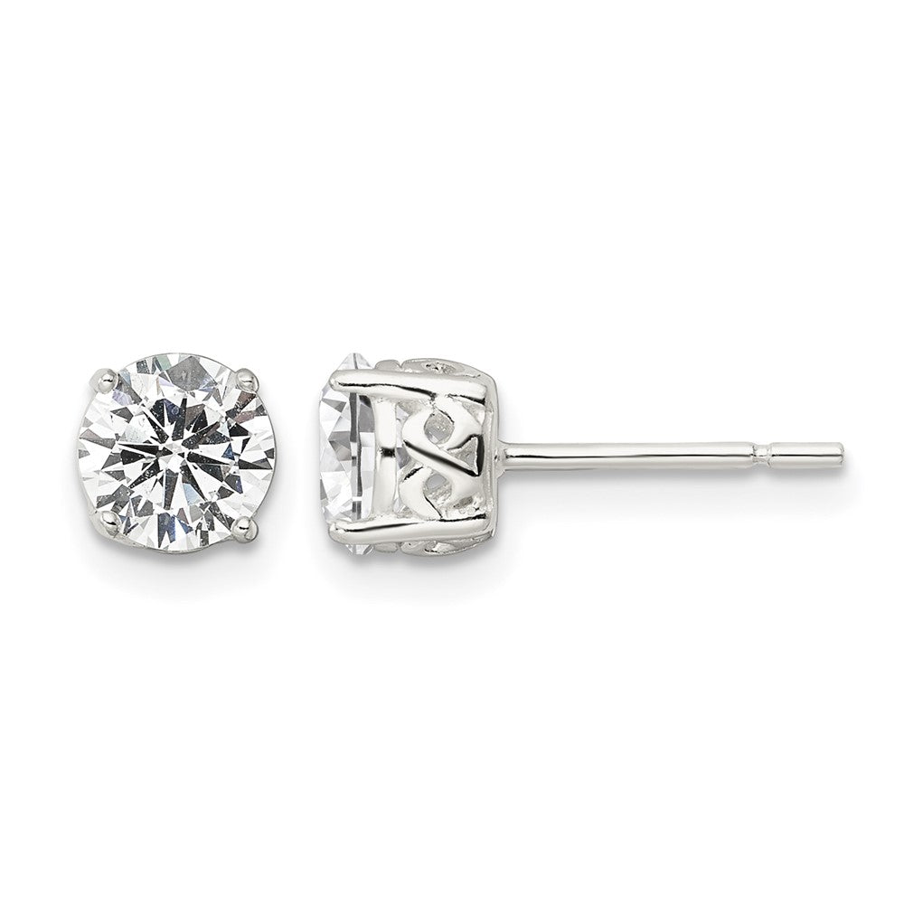 Sterling Silver Polished 6mm Round CZ Infinity Basket Set Stud Earrings