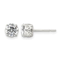 Sterling Silver Polished 6mm Round CZ Infinity Basket Set Stud Earrings