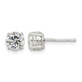 Sterling Silver Polished 6mm Round CZ Heart Basket Set Stud Earrings