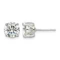 Sterling Silver Polished 8mm Round CZ Infinity Basket Set Stud Earrings