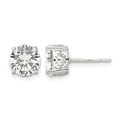 Sterling Silver Polished 8mm Round CZ Heart Basket Set Stud Earrings