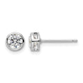Sterling Silver Rhod-plated Polished 5mm Round CZ Bezel Set Stud Earrings