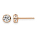 Sterling Silver Rose-tone Polished 5mm Round CZ Bezel Set Stud Earrings