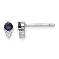Sterling Silver Rhodium-plated Polished Blue & White CZ Post Earrings