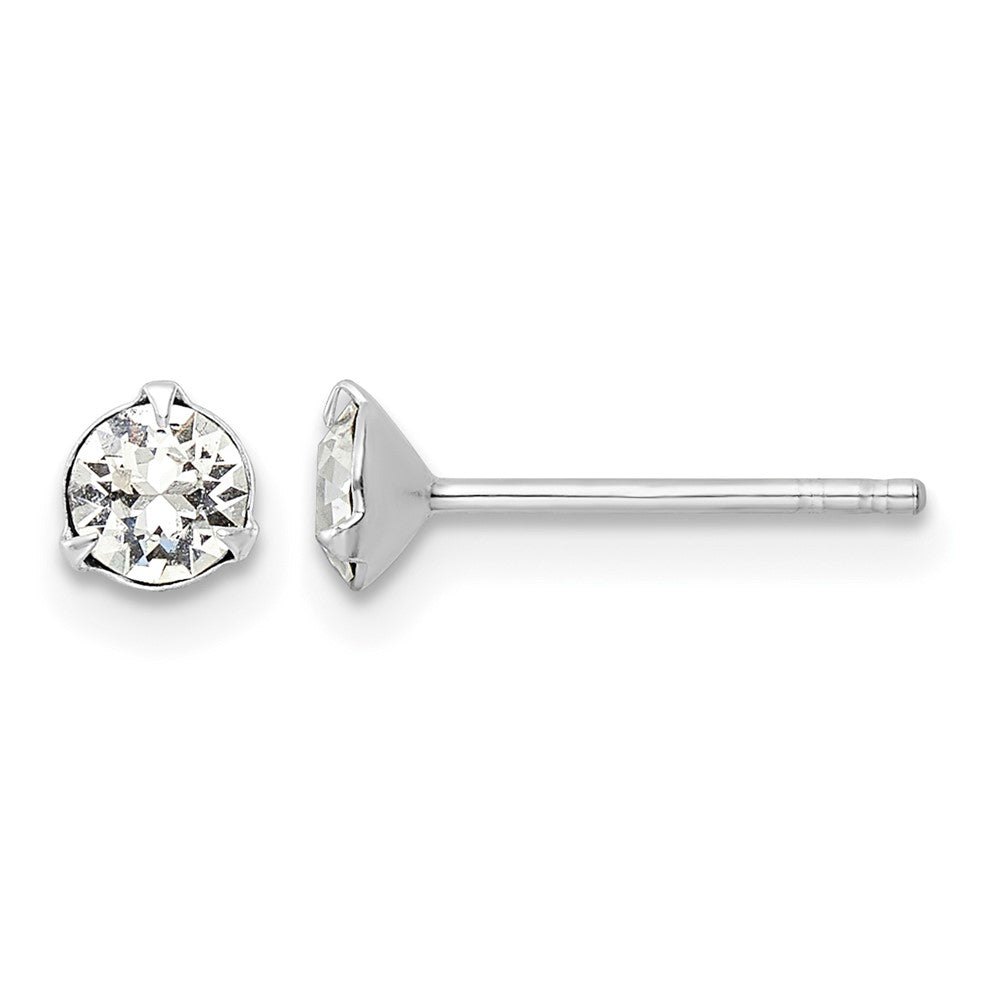 Sterling Silver Rhodium-plated Polished Round 4.5mm Crystal Stud Earrings